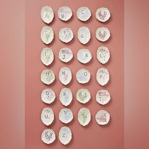 ANTHROPOLOGIE Botanical Monogram Trinket Dish Letter U